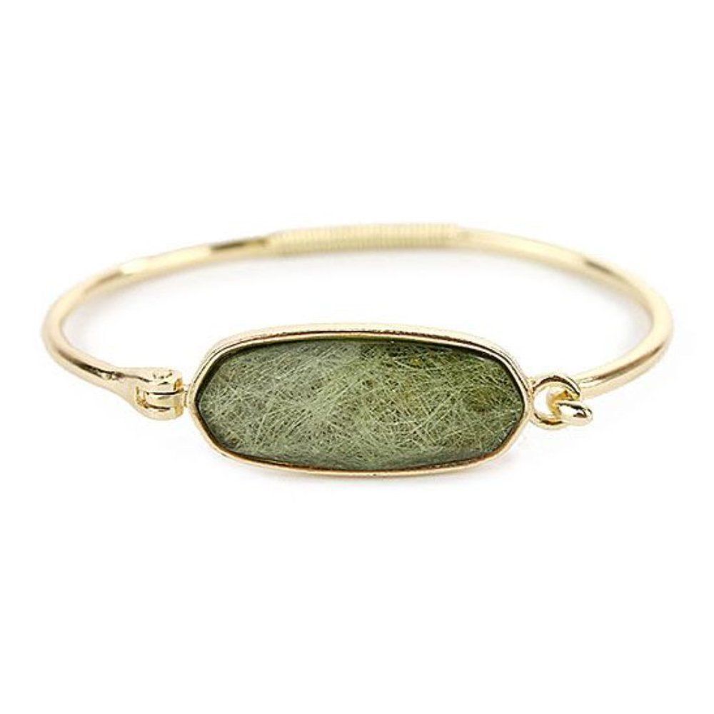 New A Blonde And Her Bag Green Rutilated Quartz & 14k Gold Bangle